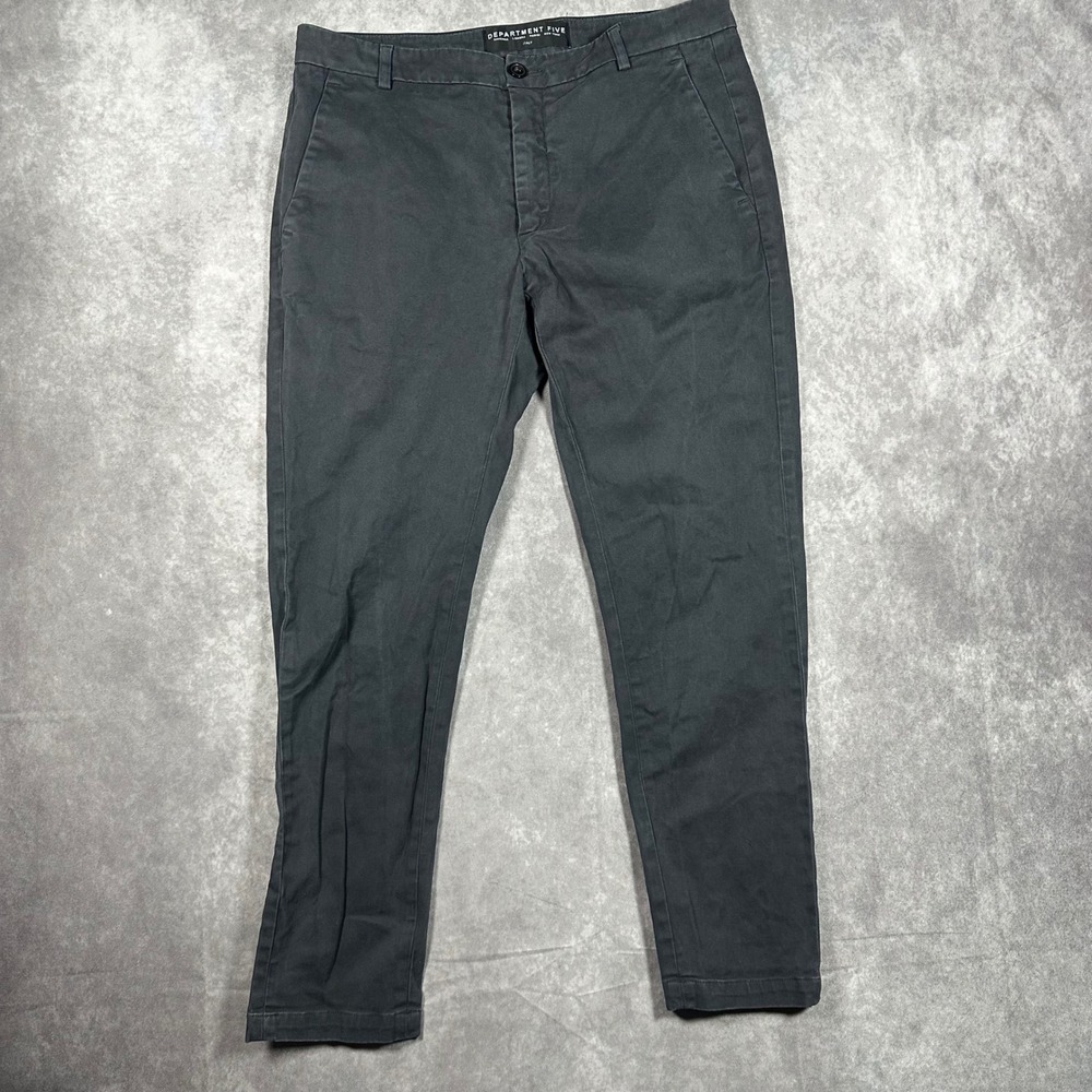 Department Five Mens Chino Pants Dark Grey Slim Fit Made in Italy Size 32 Luxury